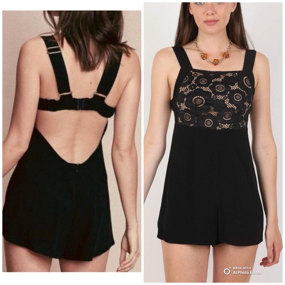 For Love & Lemons Sonya Romper Crochet/Appliqué Adjustable Straps Size XSmall